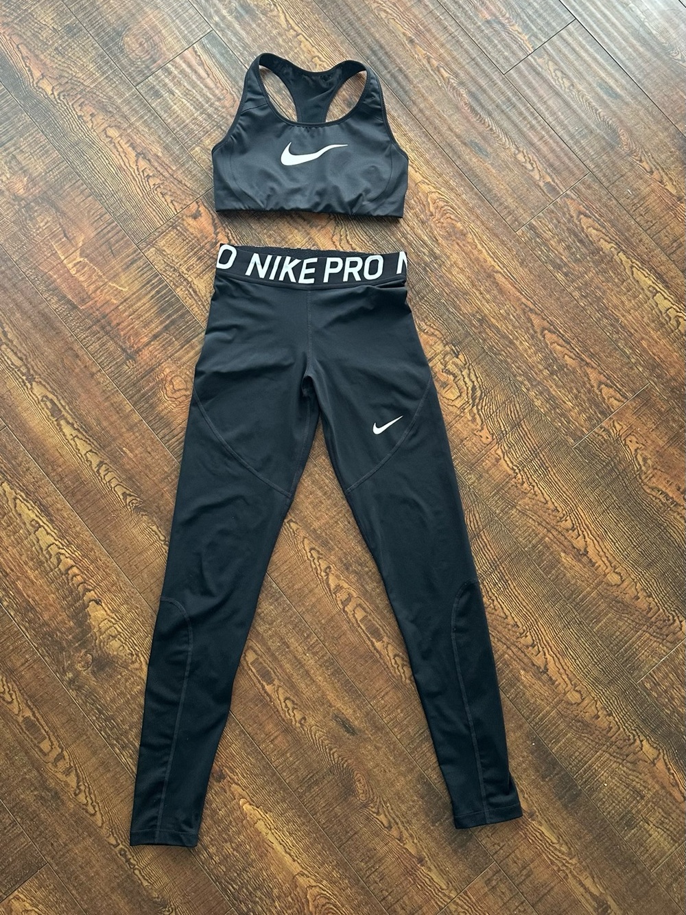 Nike Black Women’s Pro Leggings with Matching Sports Bra Set